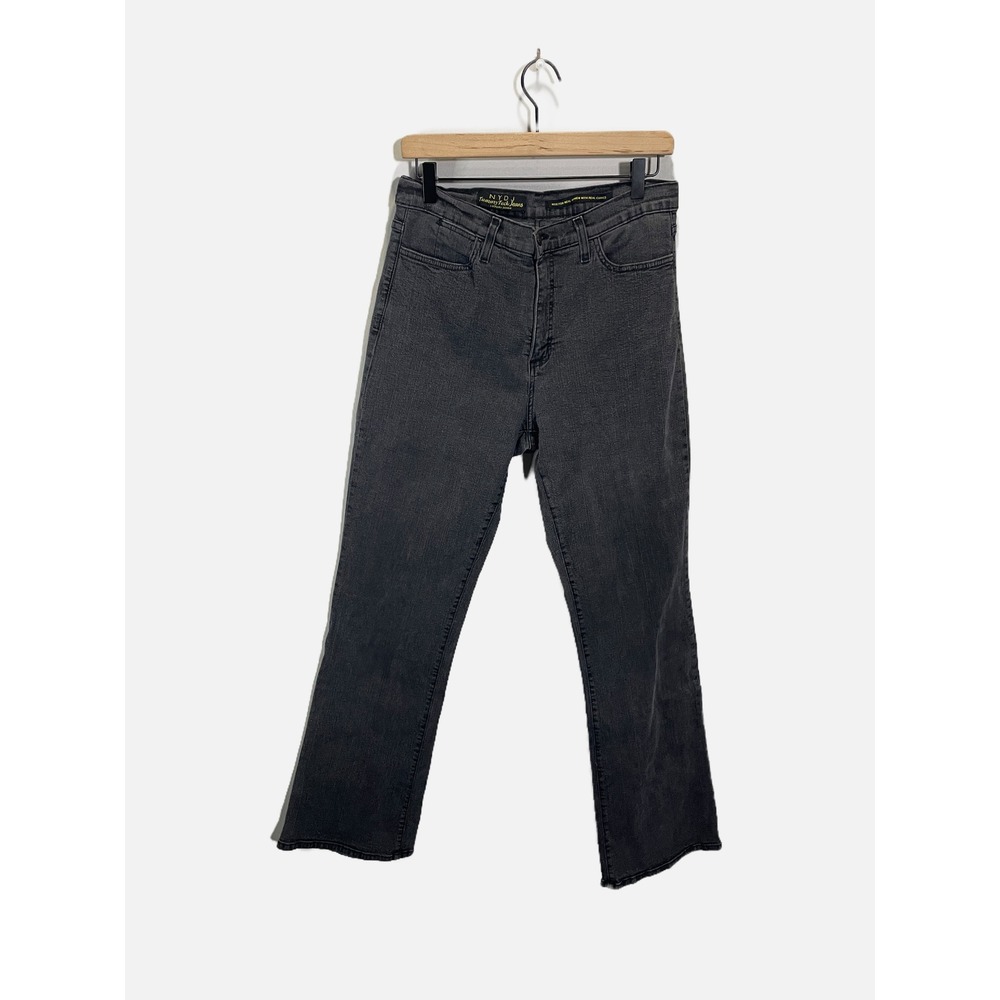 NYDJ Tummy Tuck Jeans Women 14 Gray Luxury Denim High Rise Straight Leg 900